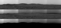 This panorama mosaic taken by NASA's Mars Exploration Rover Spirit on sol 68 of the rover's mission (March 12, 2004) shows the southern end of the hills nicknamed the 'Columbia Hills,' Gusev Crater in middle, and a valley called Ma'adim Vallis.