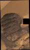 This image from NASA's Mars Exploration Rover Spirit shows the trench or 'scuff' mark it dug in Gusev Crater dubbed 'Serpent.' The trench is approximately 12-14 inches) across and 16-18 inches long from top to bottom. 