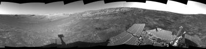 This 360-degree view of the terrain surrounding NASA's Mars Exploration Rover Opportunity was taken on the rover's 171st sol on Mars (July 17, 2004). It was assembled from images taken by the rover's navigation camera .