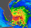 Tropical Storm Katrina is shown here as observed by NASA's QuikScatsatellite on August 25, 2005, at 08:37 UTC (4:37 a.m. in Florida). At that time, the storm had 80 kilometers per hour (50 miles per hour; 43 knots) sustained winds.