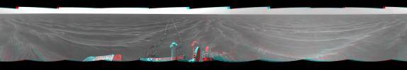 On Mar. 7, 2005, NASA's Mars Exploration Rover Opportunity drove 35 meters (115 feet) toward 'Vostok Crater' that sol before taking images. 3D glasses are necessary to view this image.