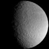 Saturn's moon Rhea is an alien ice world, but in this frame-filling view from NASA's Cassini spacecraft it is vaguely familiar. Here, Rhea's cratered surface looks in some ways similar to our own Moon, or the planet Mercury.