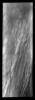 These linear clouds are just one of many storm fronts that occurred near Mars' south pole during the late southern summer season as seen by NASA's 2001 Mars Odyssey.