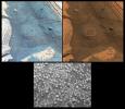 On May 20, 2006, NASA's Mars Exploration Rover Opportunity stopped for the weekend to place its instrument arm onto the soil target pictured here, dubbed 'Alamogordo Creek' highlighting differences among materials in rocks and soil. 