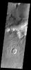 This small field of dark dunes is located on the floor of Bamburg Crater on Mars as seen by NASA's 2001 Mars Odyssey spacecraft.