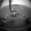NASA's Mars Exploration Rover Opportunity used its front hazard-identification camera to obtain this image at the end of a drive on the rover's 1,271st sol, or Martian day (Aug. 21, 2007).