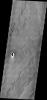 This image from NASA's Mars Odyssey spacecraft shows wide variety of surface textures of lava flows from Arsia Mons.