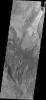 This image from NASA's Mars Odyssey shows sand dunes located on the floor of a very degraded crater in Terra Cimmeria.