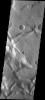 This image from NASA's Mars Odyssey shows a small landslide located on the margin of Aureum Chaos.