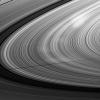 A moon's shadow strikes Saturn's rings near bright spokes on the B ring near the center of this image taken by NASA's Cassini spacecraft about one month after the planet's August 2009 equinox.