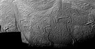 This mosaic shows extraordinary details of tectonic deformation in the fractured south polar region of Saturn's moon Enceladus, where jets of water ice spray outward to form Saturn's E ring. The images were captured by NASA's Cassini spacecraft.