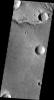 This image shows a section of Nirgal Vallis on Mars. In this image a crater has been formed across the vallis. The crater formation postdates the channel formation on Mars as seen by NASA's Mars Odyssey spacecraft.