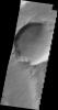 Several gullies located on the rim of this unnamed crater in Terra Sirenum are seen in this image taken by NASA's 2001 Mars Odyssey spacecraft.