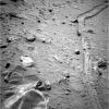 This view from the navigation camera near the top of the mast on NASA's Mars Exploration Rover Spirit shows the tracks left by the rover as it drove southward and backward, dragging its inoperable right-front wheel.