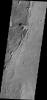 This image from NASA's 2001 Mars Odyssey shows the eastern flank of Pavonis Mons.