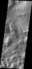 At eastern end of Valles Marineris is Eos Chasma. In Eos, the canyon system transitions into a region of chaos and then into major outflow channels. This image from NASA's 2001 Mars Odyssey shows the transition into chaos.
