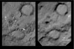 This pair of images shows the before-and-after comparison of the part of comet Tempel 1 that was hit by the impactor from NASA's Deep Impact spacecraft.