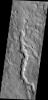 This unnamed channel is located in the northern part of Terra Cimmeria. This image was captured by NASA's Mars Odyssey.