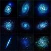 A colorful collection of galaxy specimens from NASA's Wide-field Infrared Survey Explorer mission showcases galaxies of several types, from elegant grand design spirals to more patchy flocculent spirals.