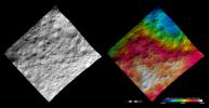 These images from NASA's Dawn spacecraft show part of Lucaria Tholus quadrangle in asteroid Vesta's northern hemisphere. Lucaria Tholus quadrangle is in Vesta's heavily cratered northern hemisphere.
