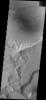 The dunes in this image captured by NASA's 2001 Mars Odyssey spacecraft are located in an unnamed crater on the eastern margin of Tempe Terra.