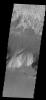 The mitten-shaped feature in Candor Chasma is a landslide deposit in this image from NASA's 2001 Mars Odyssey spacecraft.