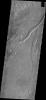 The channel on the right side of this image from NASA's 2001 Mars Odyssey spacecraft is located in the volcanic plains southeast of Alba Mons.