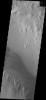 Continuing eastward, this image of Gale captured by NASA's 2001 Mars Odyssey spacecraft shows the reappearance of dunes on the crater floor near the margin of Mt. Sharp.