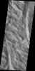 Dark slope steaks mark the ridges of this region in Lycus Sulci in this image from NASA's 2001 Mars Odyssey spacecraft.