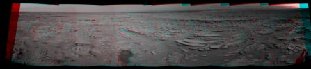 This stereo panoramic view combines 14 images taken by NASA's Mars rover Curiosity during the mission's 120th Martian day, or sol (Dec. 7, 2012). You need 3D glasses.