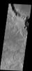 This small landslide deposit is located in an unnamed crater in Margaritifer Terra in this image captured by NASA's 2001 Mars Odyssey spacecraft.