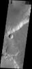 A small landslide deposit of an unnamed crater is visible in this image captured by NASA's 2001 Mars Odyssey spacecraft.