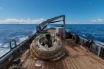 The first 'flown' test vehicle of NASA's Low-Density Supersonic Decelerator project relaxes aboard the recovery vessel Kahana.
