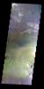 The THEMIS VIS camera contains 5 filters. The data from different filters can be combined in multiple ways to create a false color image. This false color image captured by NASA's 2001 Mars Odyssey spacecraft shows part of Melas Chasma.