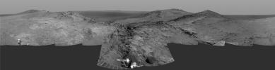 Cumulative driving by NASA's Mars Exploration Rover Opportunity surpassed marathon distance on March 24, 2015, as the rover neared a destination called 'Marathon Valley,' which is middle ground of this dramatic view from early March.