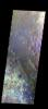 The THEMIS VIS camera contains 5 filters. The data from different filters can be combined in multiple ways to create a false color image. This image from NASA's 2001 Mars Odyssey spacecraft shows part of Mawrth Valles.