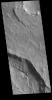 This image captured by NASA's 2001 Mars Odyssey spacecraft shows a portion of Arabia Terra. The very narrow linear ridges are indications of tectonic processes at some point in the formation of this region.