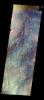 The THEMIS camera contains 5 filters. Data from different filters can be combined in many ways to create a false color image. This image from NASA's 2001 Mars Odyssey spacecraft shows multiple textures of the plains located northwest of the Argyre basin.