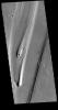 This image captured by NASA's 2001 Mars Odyssey spacecraft shows a small portion of Shalbatana Vallis, near the end of the channel where it drains into Chryse Planitia.