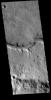 This image captured by NASA's 2001 Mars Odyssey spacecraft shows a small section of Evros Vallis. Evros Vallis is located in the northern part of Noachis Terra.