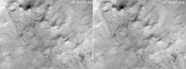 These two frames were taken of the same place on Mars by the same orbiting camera onboard NASA's Mars Reconnaissance Orbiter before (left) and after some images from the camera began showing unexpected blur.