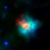 This image of supernova remnant G54.1+0.3, imaged here by NASA's Spitzer Space Telescope, includes radio, infrared and X-ray light.