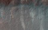 This image acquired on August 28, 2022 by NASA's Mars Reconnaissance Orbiter shows several shallow gully channels with associated debris aprons emanating from a buried layer on the interior of a crater wall.