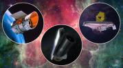 Scientists have been studying the universe with infrared space telescopes for 40 years, including these NASA missions, from left: the Infrared Astronomical Satellite (IRAS); the Spitzer Space Telescope; and the James Webb Space Telescope.