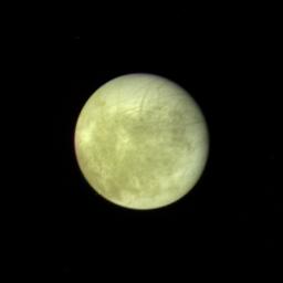 This picture of Europa, the smallest Galilean satellite, was taken in the afternoon of March 4, 1979, from a distance of about 2 million kilometers (1.2 million miles) by NASA's Voyager 1.