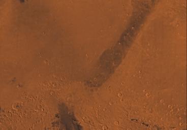Mars digital-image mosaic merged with color of the MC-14 quadrangle, Amenthes region of Mars. This image is from NASA's Viking Orbiter 1.