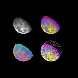 These four images of the Moon are from data acquired by NASA's Galileo spacecraft's Near-Earth Mapping Spectrometer during Galileo's December 1992 Earth/Moon flyby.