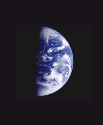 This color image of the Earth was taken by NASA's Galileo spacecraft on December 11 as it departed on its 3-year flight to Jupiter, about 2 1/2 days after the second Earth flyby.