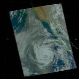 Tropical Storm Blas as observed by the Atmospheric Infrared Sounder (AIRS) onboard NASA's Aqua in the year 2004.