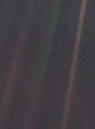 This narrow-angle color image of the Earth, dubbed 'Pale Blue Dot', is a part of the first ever 'portrait' of the solar system taken by NASA's Voyager 1.